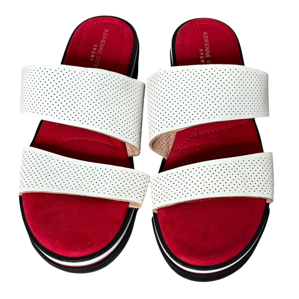 Adrienne Vittadini Sport Prindle Platform Slide Sz‎ 9 White Red Tennis Prep
